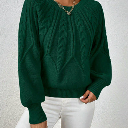 Sweaters for Women Crewneck Lantern Long Sleeve Casual Cable Knit Pullover Tops