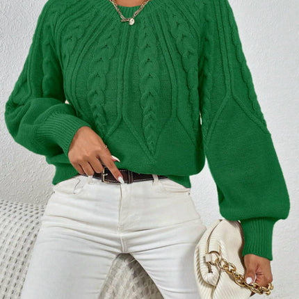 Sweaters for Women Crewneck Lantern Long Sleeve Casual Cable Knit Pullover Tops