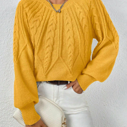 Sweaters for Women Crewneck Lantern Long Sleeve Casual Cable Knit Pullover Tops