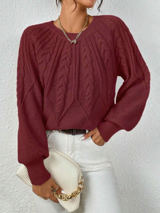 Sweaters for Women Crewneck Lantern Long Sleeve Casual Cable Knit Pullover Tops