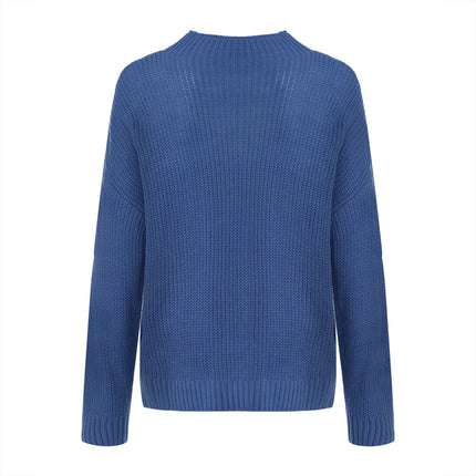 Women's Mock Neck Chunky Sweater Knit Pullover Long Sleeve Tops