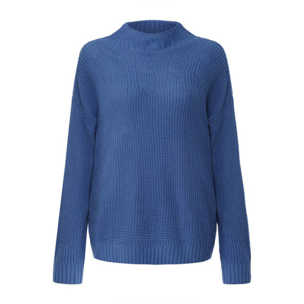 Women's Mock Neck Chunky Sweater Knit Pullover Long Sleeve Tops