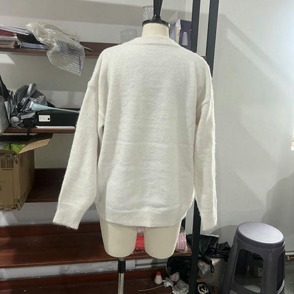 Women's Floral Sweater Long Sleeve Crewneck Pullover Knit Casual Sweaters