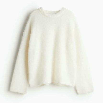 Women Fuzzy Fall Winter Long Sleeve Knit Pullover Crewneck Sweater