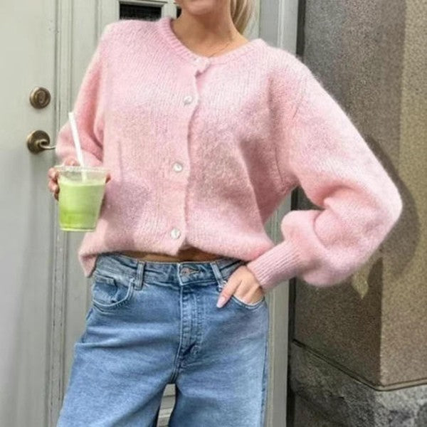 Womens Cardigan Button Down Crewneck Long Sleeve Fall Trendy Knit Sweaters