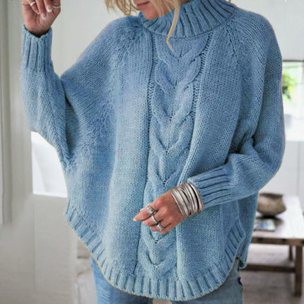 Sweaters for Women Crewneck Batwing Long Sleeve Cable Knit Pullover Tops