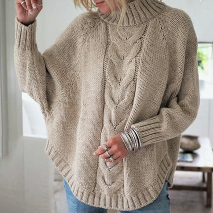 Sweaters for Women Crewneck Batwing Long Sleeve Cable Knit Pullover Tops