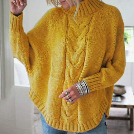 Sweaters for Women Crewneck Batwing Long Sleeve Cable Knit Pullover Tops