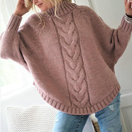 Sweaters for Women Crewneck Batwing Long Sleeve Cable Knit Pullover Tops
