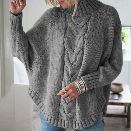Sweaters for Women Crewneck Batwing Long Sleeve Cable Knit Pullover Tops