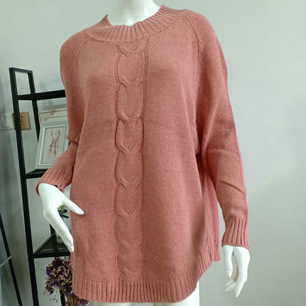 Sweaters for Women Crewneck Batwing Long Sleeve Cable Knit Pullover Tops