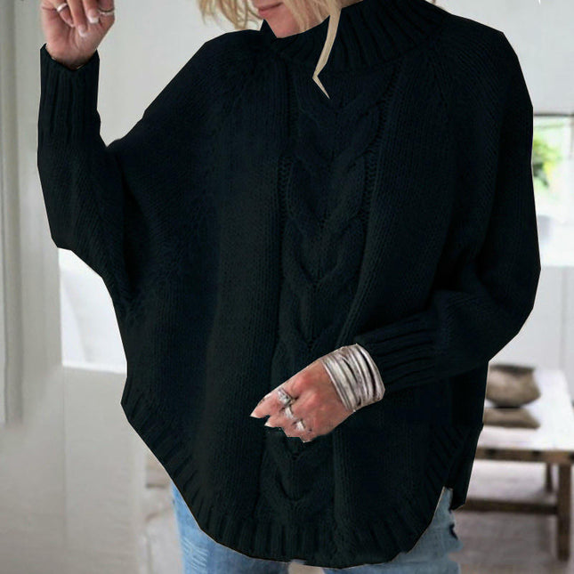 Sweaters for Women Crewneck Batwing Long Sleeve Cable Knit Pullover Tops