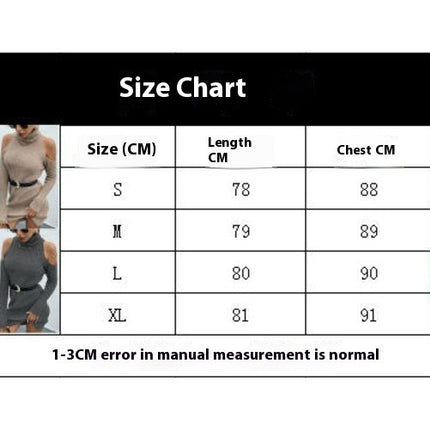Women Turtleneck Cold Shoulder Long Sleeve Knit Pullover Fall Sweater Dresses