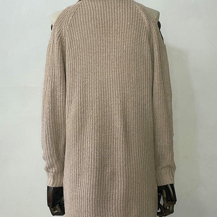 Women Turtleneck Cold Shoulder Long Sleeve Knit Pullover Fall Sweater Dresses
