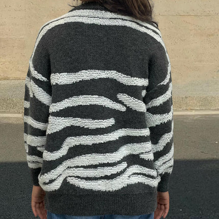 Women's Color Block Sweaters Crew Neck Long Sleeve Pullover Tops