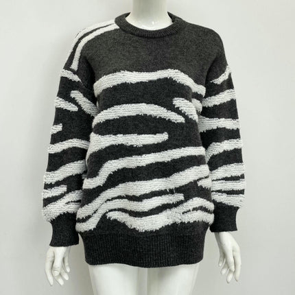 Women's Color Block Sweaters Crew Neck Long Sleeve Pullover Tops