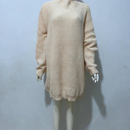 Women's Mock Neck Long Sleeve Bodycon Pullover Mini Sweater Dress