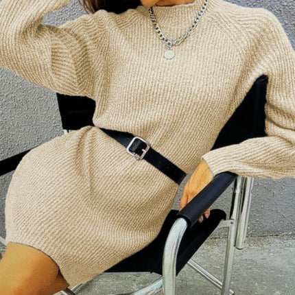 Women's Mock Neck Long Sleeve Bodycon Pullover Mini Sweater Dress