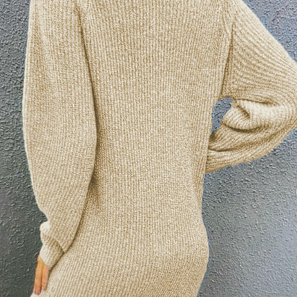 Women's Mock Neck Long Sleeve Bodycon Pullover Mini Sweater Dress