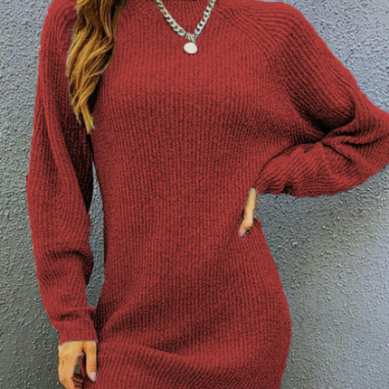 Women's Mock Neck Long Sleeve Bodycon Pullover Mini Sweater Dress