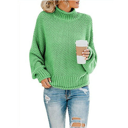 Womens Turtleneck Sweaters Batwing Long Sleeve Pullover Loose Chunky Knit Jumper