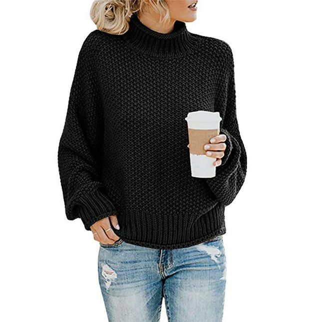 Womens Turtleneck Sweaters Batwing Long Sleeve Pullover Loose Chunky Knit Jumper