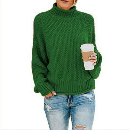 Womens Turtleneck Sweaters Batwing Long Sleeve Pullover Loose Chunky Knit Jumper