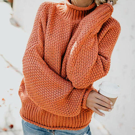 Womens Turtleneck Sweaters Batwing Long Sleeve Pullover Loose Chunky Knit Jumper