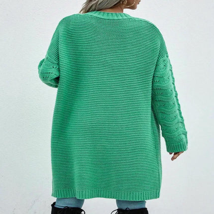 Plus Size Long Sleeve Knit Long Cardigan for Women Fall Winter Open Front Sweaters
