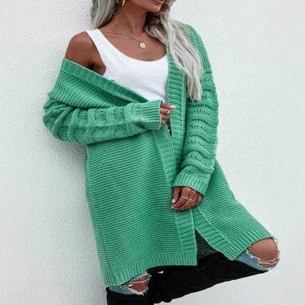 Plus Size Long Sleeve Knit Long Cardigan for Women Fall Winter Open Front Sweaters