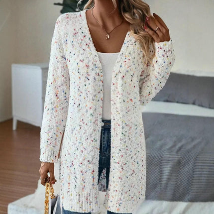 Womens Cardigan Color Block Long Sleeve Open Front Chunky Knit Sweater