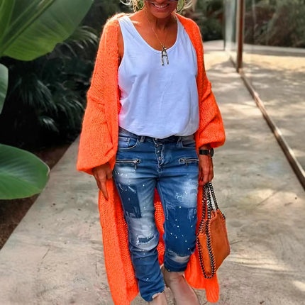 Long Sweaters for Women Open Front Long Sleeve Knit Cardigans with Pockets