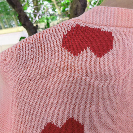 Women's Heart Cardigan Long Sleeve Open Front Knitted Sweaters