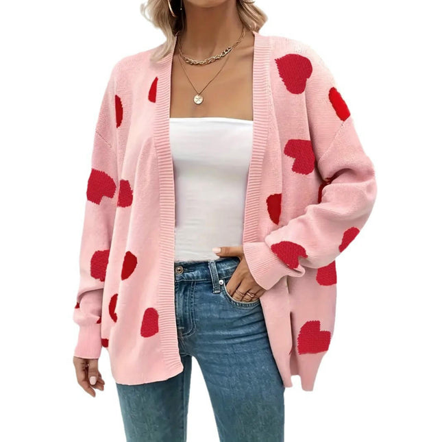 Women's Heart Cardigan Long Sleeve Open Front Knitted Sweaters