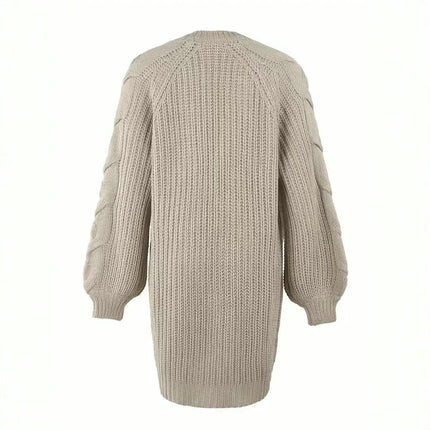 Women's Open Front Long Cardigan Long Sleeve Cable Knit Sweaters