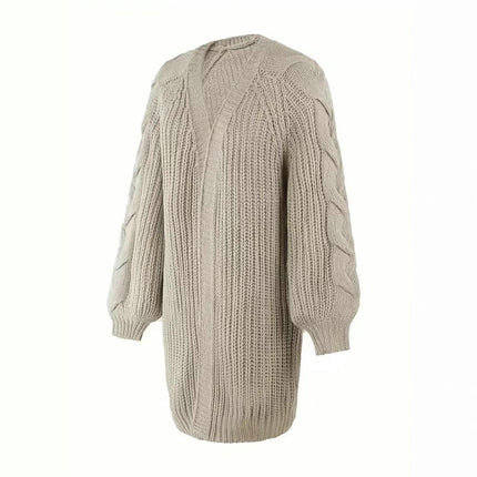 Women's Open Front Long Cardigan Long Sleeve Cable Knit Sweaters