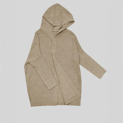 Womens Casual Long Sleeve Open Front Cardigan Hooded Knit Long Sweaters