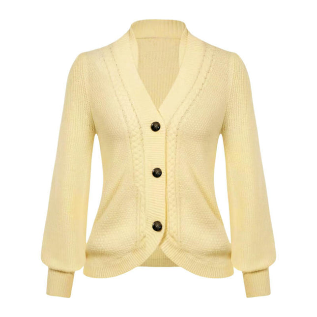 Womens V Neck Cardigan Open Front Button Down Long Sleeve Knit Sweaters