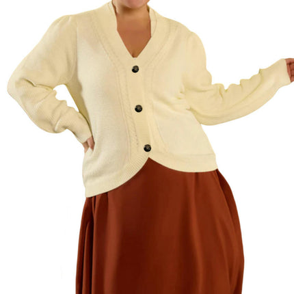 Womens V Neck Cardigan Open Front Button Down Long Sleeve Knit Sweaters