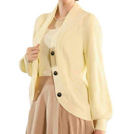 Womens V Neck Cardigan Open Front Button Down Long Sleeve Knit Sweaters