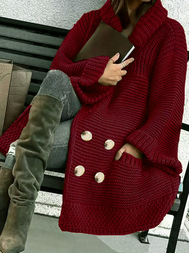 Women's Button Down Cardigan Collared Long Sleeve Chunky Knit Sweaters