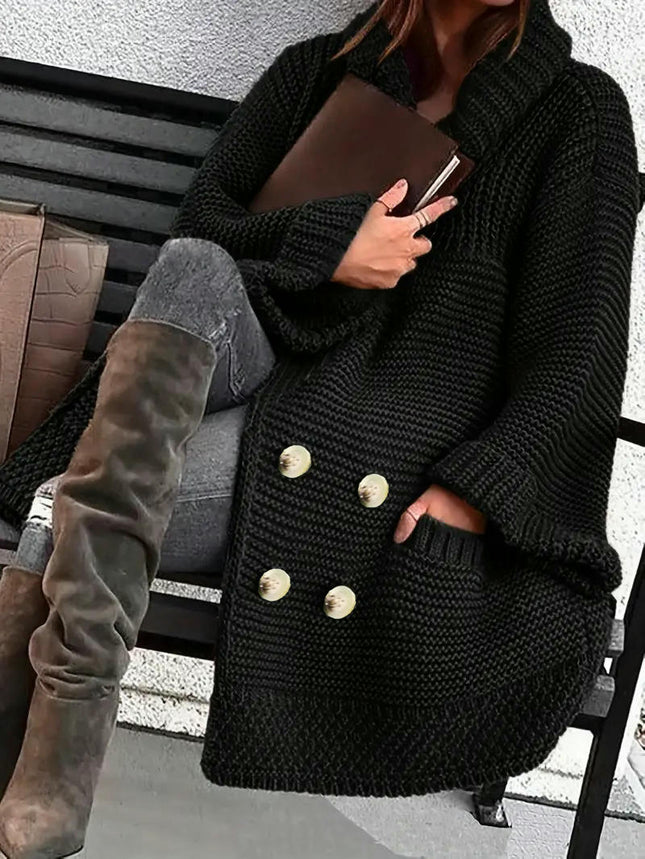 Women's Button Down Cardigan Collared Long Sleeve Chunky Knit Sweaters