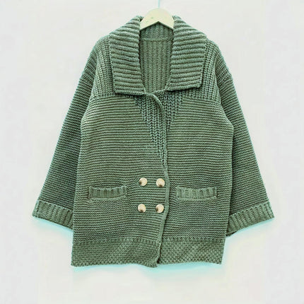 Women's Button Down Cardigan Collared Long Sleeve Chunky Knit Sweaters