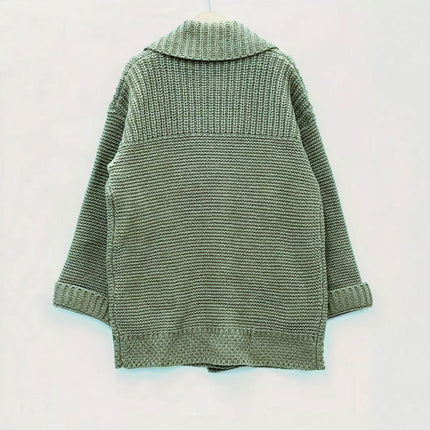 Women's Button Down Cardigan Collared Long Sleeve Chunky Knit Sweaters