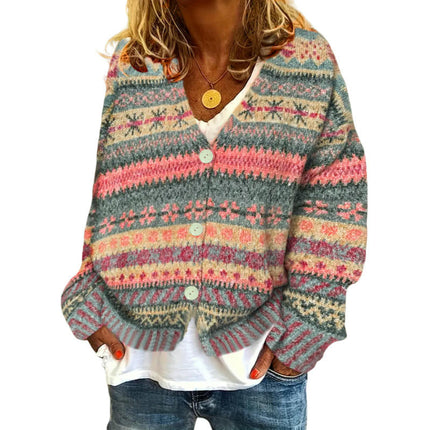 Womens Cardigans Casual Long Sleeve V Neck Knit Button Down Colorful Sweaters