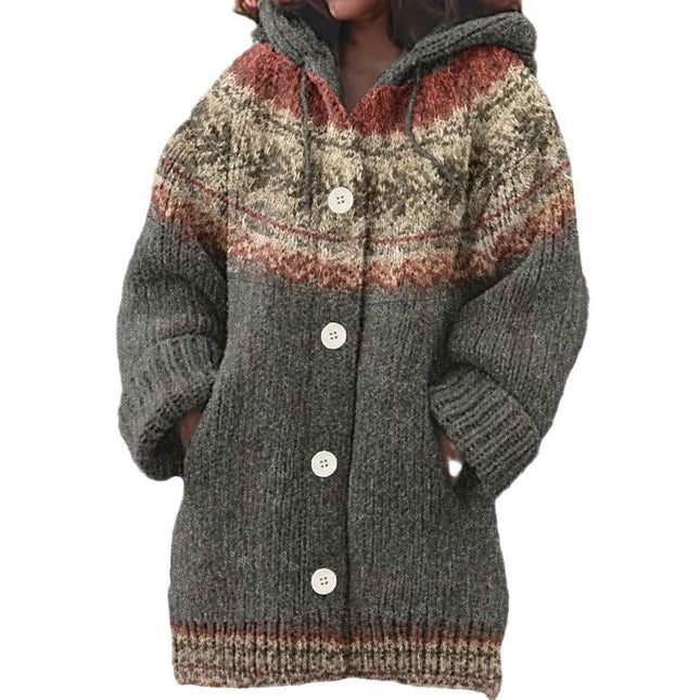 Women's Casual Hooded Cardigan Long Sleeve Button Down Sweater Coat