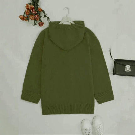 Women's Hooded Cardigan Casual Long Sleeve Button Down Sweater Coat