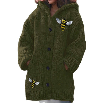 Women's Hooded Cardigan Casual Long Sleeve Button Down Sweater Coat