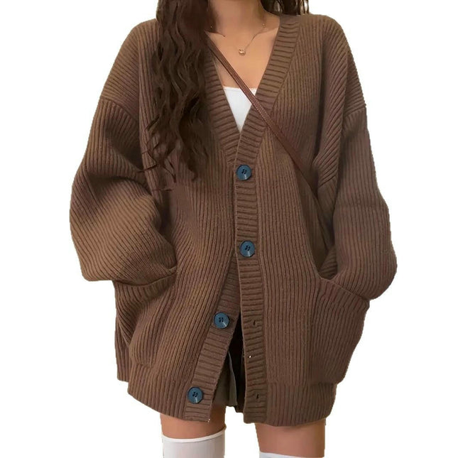Womens Oversized Cardigans Chunky Knit Button Down Long Sleeve Sweater