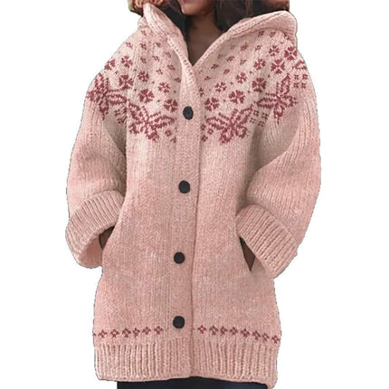 Womens Casual Long Sleeve Cardigan Hooded Button Down Sweaters Outwear Coat